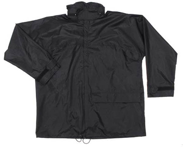 Regenjacke, Polyester mit PVC, schwarz