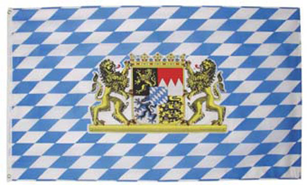 Fahne, Bayern mit Wappen, Polyester, mit