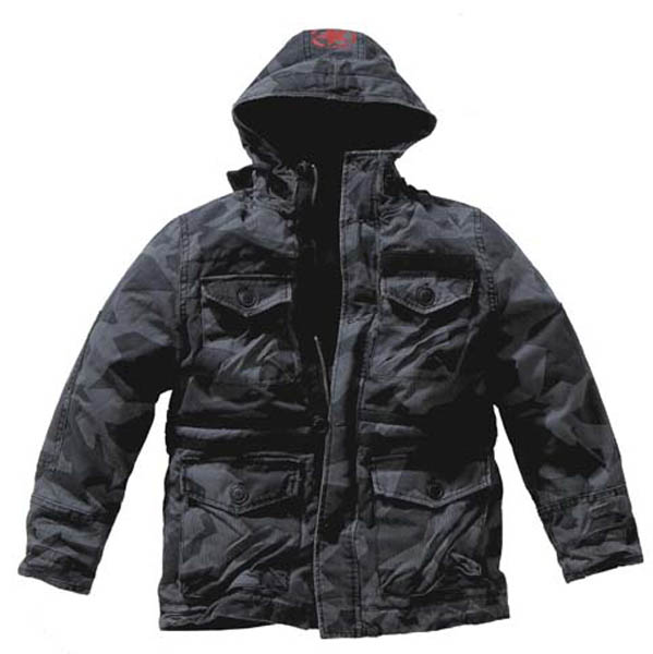 Feldjacke Scout, Kapuze, Fellfutter, night camo