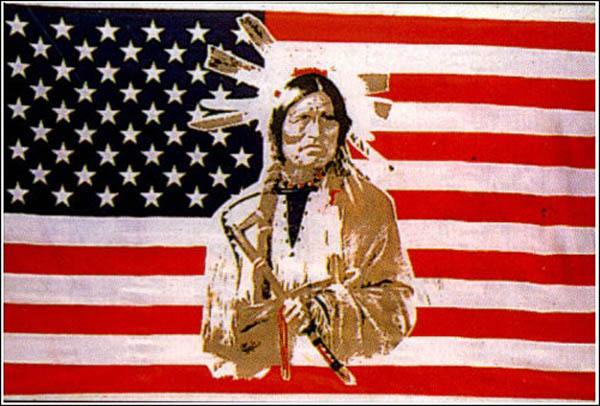 Flagge, U.S.A. mit Indianer neu