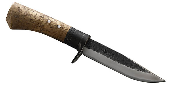 Japanisches Jagd-/Outdoormesser, Dreilagen-Carbonstahl, Holzscheide