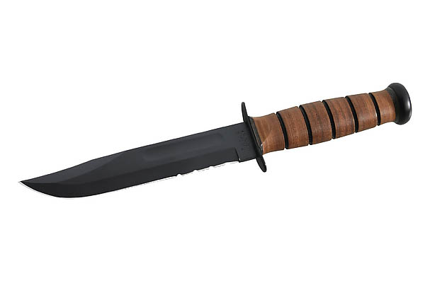 KA-BAR USMC Kampf- und Allzweckmesser, Stahl 1095, pulverbeschichtet, Leder-Griff, Leder-Scheide