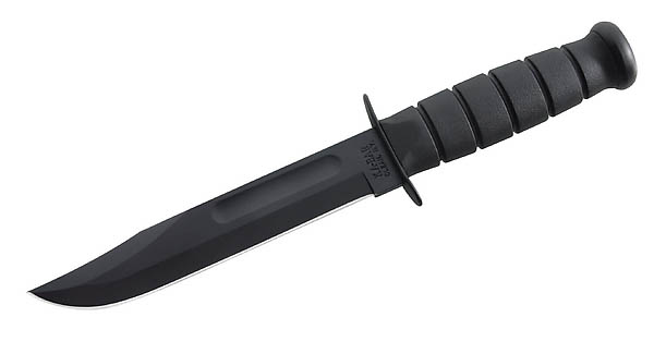 KA-BAR Full-Size Black, Stahl 1095, pulverbeschichtet, Kraton-Griff, Leder-Scheide