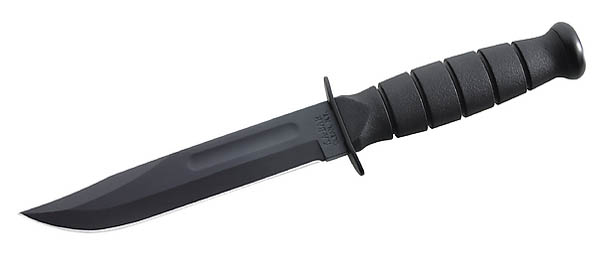 KA-BAR Short Black, Stahl 1095, pulverbeschichtet, Kraton-Griff, Leder-Scheide