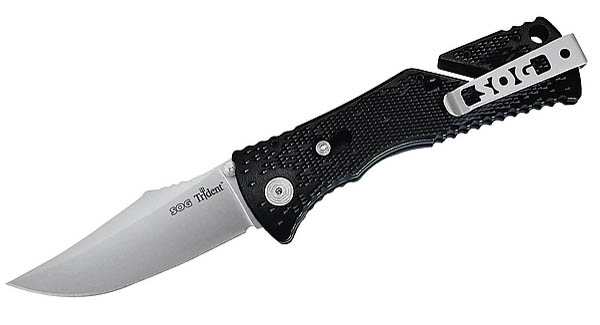 SOG Einhandmesser Trident TF-2, Halbautomatik, AUS-8-Stahl, Zytel-Griff, Gurtschneider, Grtelclip