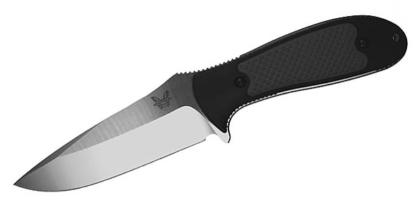 Benchmade Messer, Fixed Griptilian, Stahl 154CM, Kunststoffgriffschalen mit Santopren-Einlagen, Nylon-Scheide