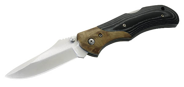 Herbertz Einhandmesser, AISI 420, Micarta-Wurzelholz-Heft, Rckenverriegelung