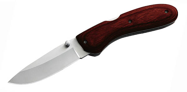 Herbertz Einhandmesser, Stahl 420, Pakkaholz, mit Feder-Mechanismus