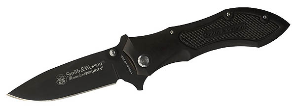 Smith and Wesson Einhandmesser Homeland-Security, 440 C, schwarz eloxierte Aluminiumschalen