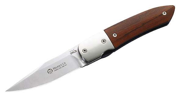 Maserin Taschenmesser, AUS-8 Stahl, Cocobolo-Holz, Titanplatinen, Geschenkbox