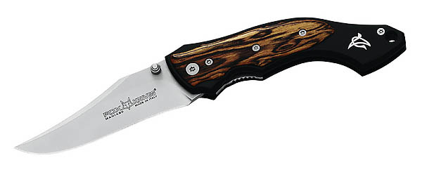 Fox Einhandmesser Orion, N 690 Stahl, Bocote-Holzeinlagen, Gürtelclip