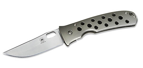 Buck Einhandmesser, Tom Mayo-Design, 420 HC-Stahl, Leichtmetall-Heft, Grtelclip