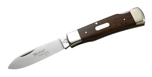 Hartkopf-Taschenmesser, Schlangenholz, Neusilberbacken, feststellbare Klinge aus 1.4110 Stahl