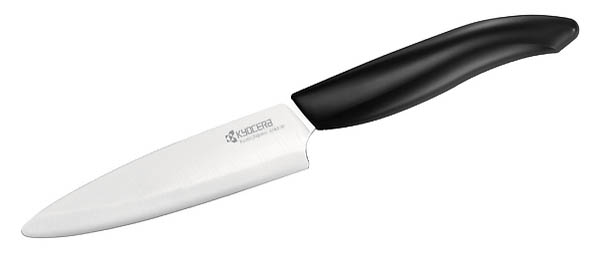 Kyocera Universalmesser, weie Zirkoniakeramik, ergonomischer Kunststoffgriff, abgerundete Spitze