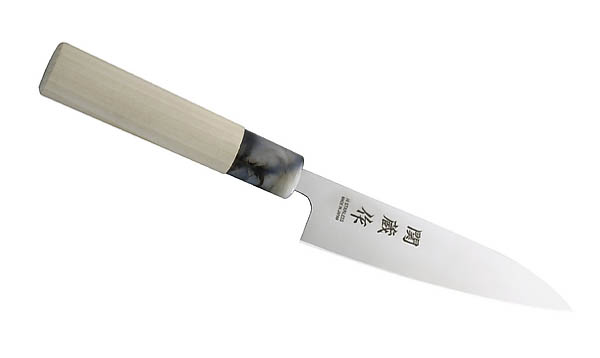 Japanisches Kochmesser Petty, Stahl 420-J2, Pappelholz, Kunststoffzwinge