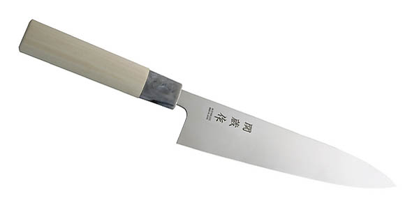 Japanisches Kochmesser Gyuto, Stahl 420-J2, Pappelholz, Kunststoffzwinge