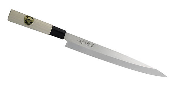 Japanisches Kochmesser Sashimi, Stahl 420-J2, Klinge 24 cm, Magnolienholz, Nylon-Zwinge
