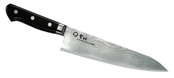 Japanisches Kochmesser Gyuto, 65 Lagen VG-10-Damastklinge, Ebenholz