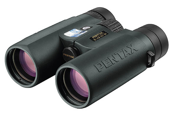 Pentax-Fernglas DCF SP 8x43, Regenschutzdeckel, Nylon-Tragegurt, Aufbewahrungstasche aus Nylon