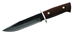 Japanisches Outdoor-Messer, 15-lagiger Damast, Cocobolo-Holz, braune Lederscheide