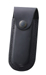 Schwarzes Leder-Etui, für Messer mit 11 cm Heftlänge, Gürtelschlaufe, längs und quer tragbar