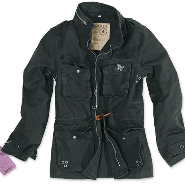 Ladies M65 Jacke - schwarz gewaschen