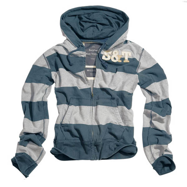 Stripe Hoodie Zipper - grau/blau